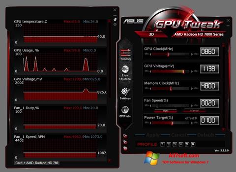 Ekran görüntüsü ASUS GPU Tweak Windows 7