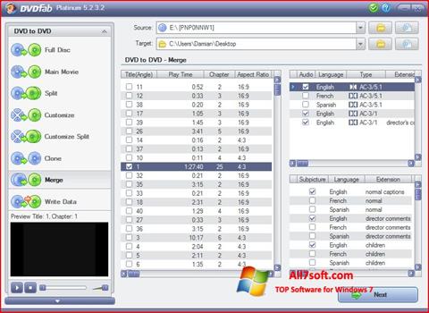 Ekran görüntüsü DVDFab Windows 7