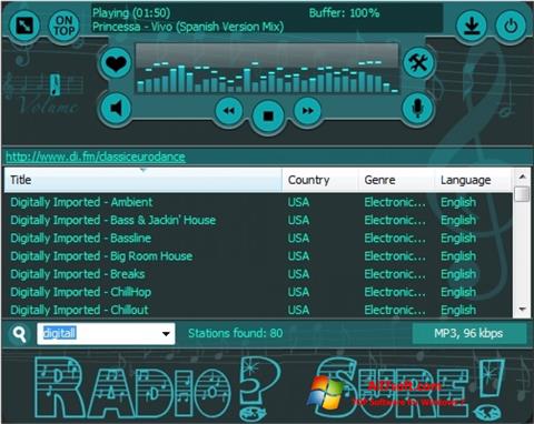 Ekran görüntüsü RadioSure Windows 7