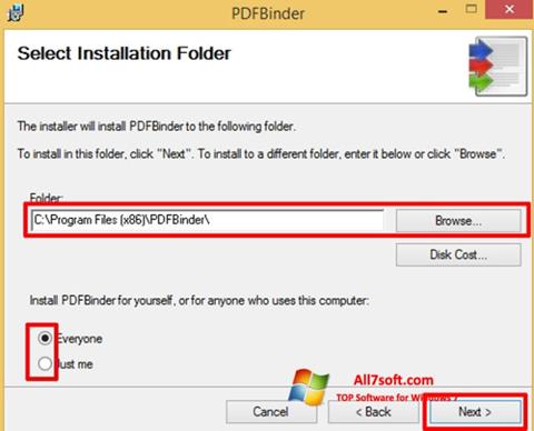 Ekran görüntüsü PDFBinder Windows 7