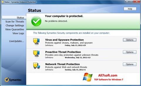 Ekran görüntüsü Symantec Endpoint Protection Windows 7