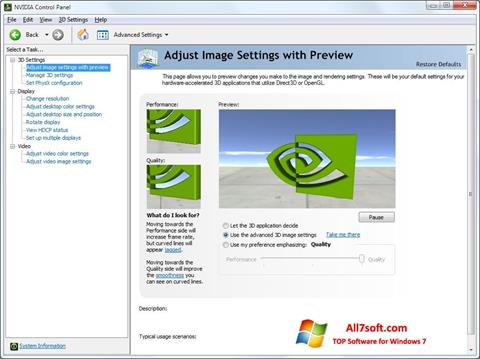 Ekran görüntüsü NVIDIA ForceWare Windows 7