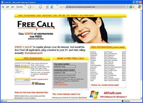 Ekran görüntüsü FreeCall Windows 7