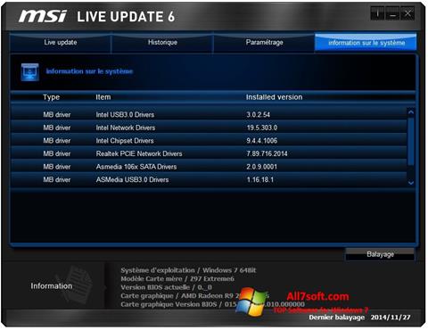 Ekran görüntüsü MSI Live Update Windows 7