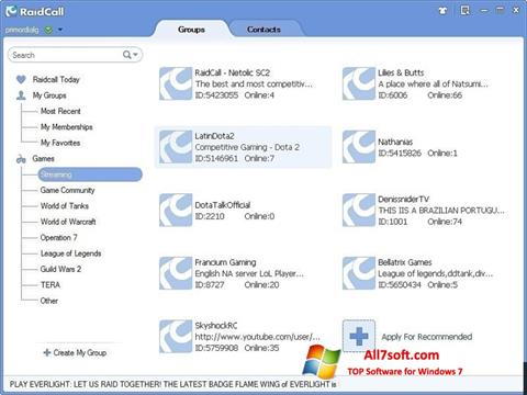 Ekran görüntüsü RaidCall Windows 7