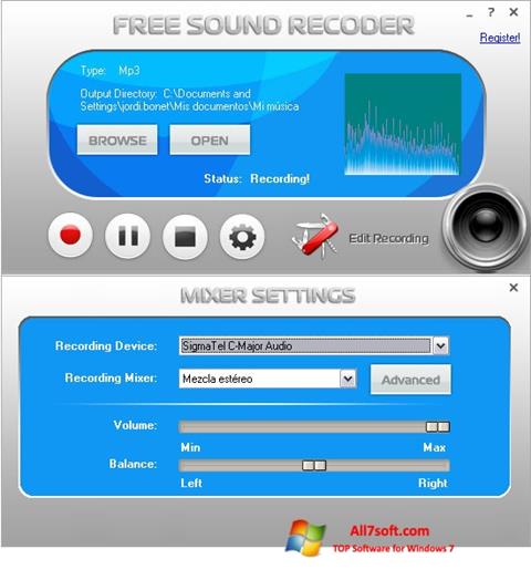 Ekran görüntüsü Free Sound Recorder Windows 7