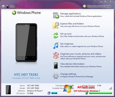 Ekran görüntüsü Windows Phone Device Manager Windows 7