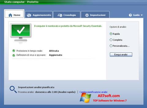 Ekran görüntüsü Microsoft Security Essentials Windows 7