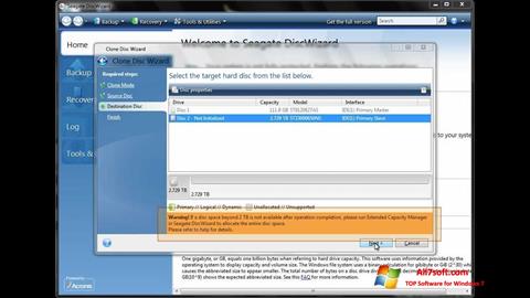 Ekran görüntüsü Seagate DiscWizard Windows 7