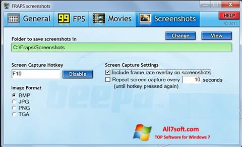Ekran görüntüsü Fraps Windows 7