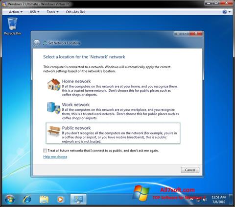 Ekran görüntüsü Windows Virtual PC Windows 7