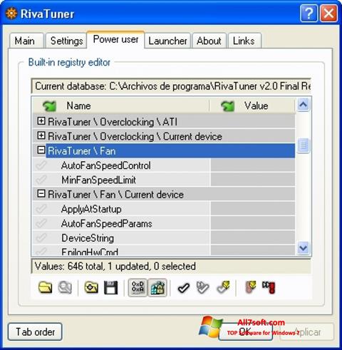 Ekran görüntüsü RivaTuner Windows 7