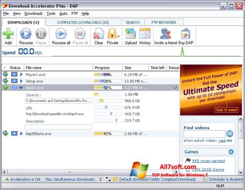 Ekran görüntüsü Download Accelerator Plus Windows 7
