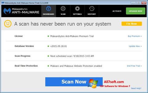 Ekran görüntüsü Malwarebytes Anti-Malware Free Windows 7