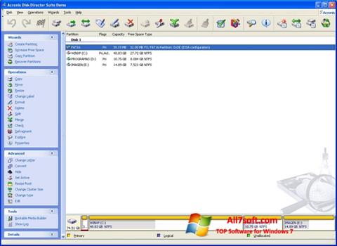 Ekran görüntüsü Acronis Disk Director Suite Windows 7