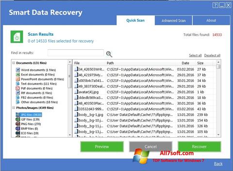Ekran görüntüsü Smart Data Recovery Windows 7