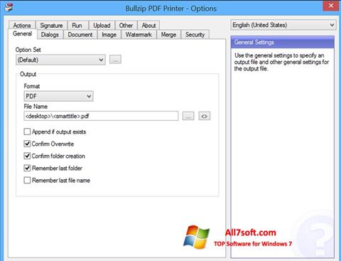 Ekran görüntüsü BullZip PDF Printer Windows 7