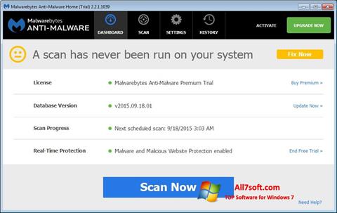 Ekran görüntüsü Malwarebytes Anti-Malware Windows 7