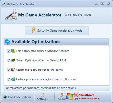 Ekran görüntüsü Mz Game Accelerator Windows 7