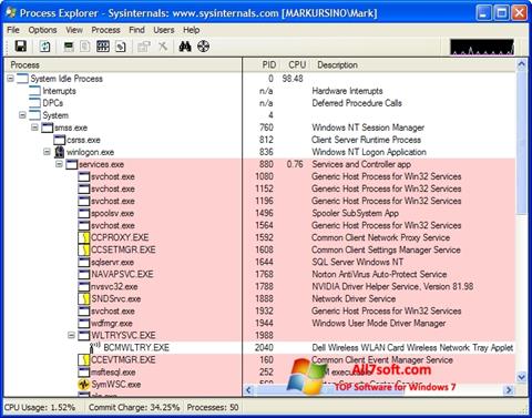 Ekran görüntüsü Process Explorer Windows 7