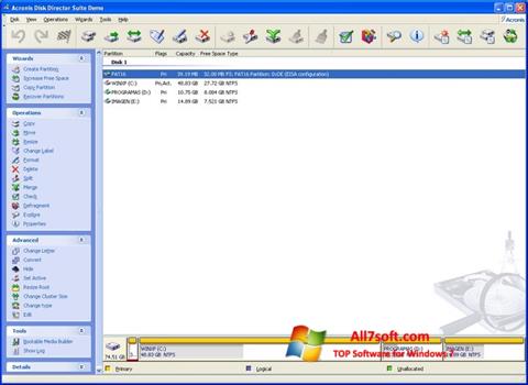 Ekran görüntüsü Acronis Partition Magic Windows 7
