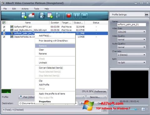 Ekran görüntüsü Xilisoft Video Converter Windows 7