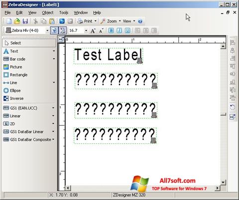 Ekran görüntüsü Zebra Designer Windows 7